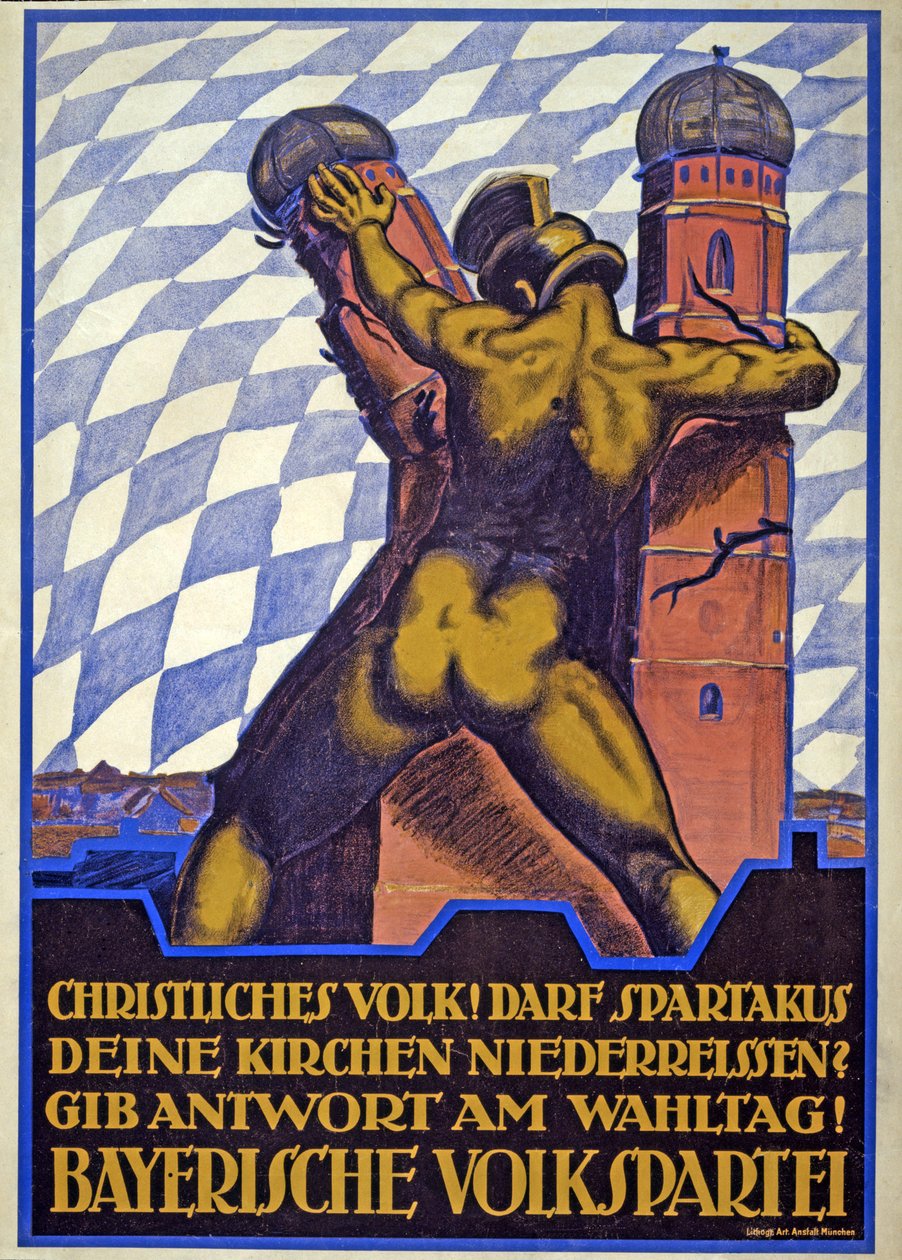 Valkampanjaffisch för det bayerska folkpartiet (färg litho) av Hermann Keimel