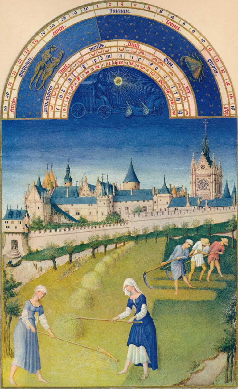 Juni - palatset och Sainte-Chapelle, 1400-talet, 1939 av Hermann Limbourg