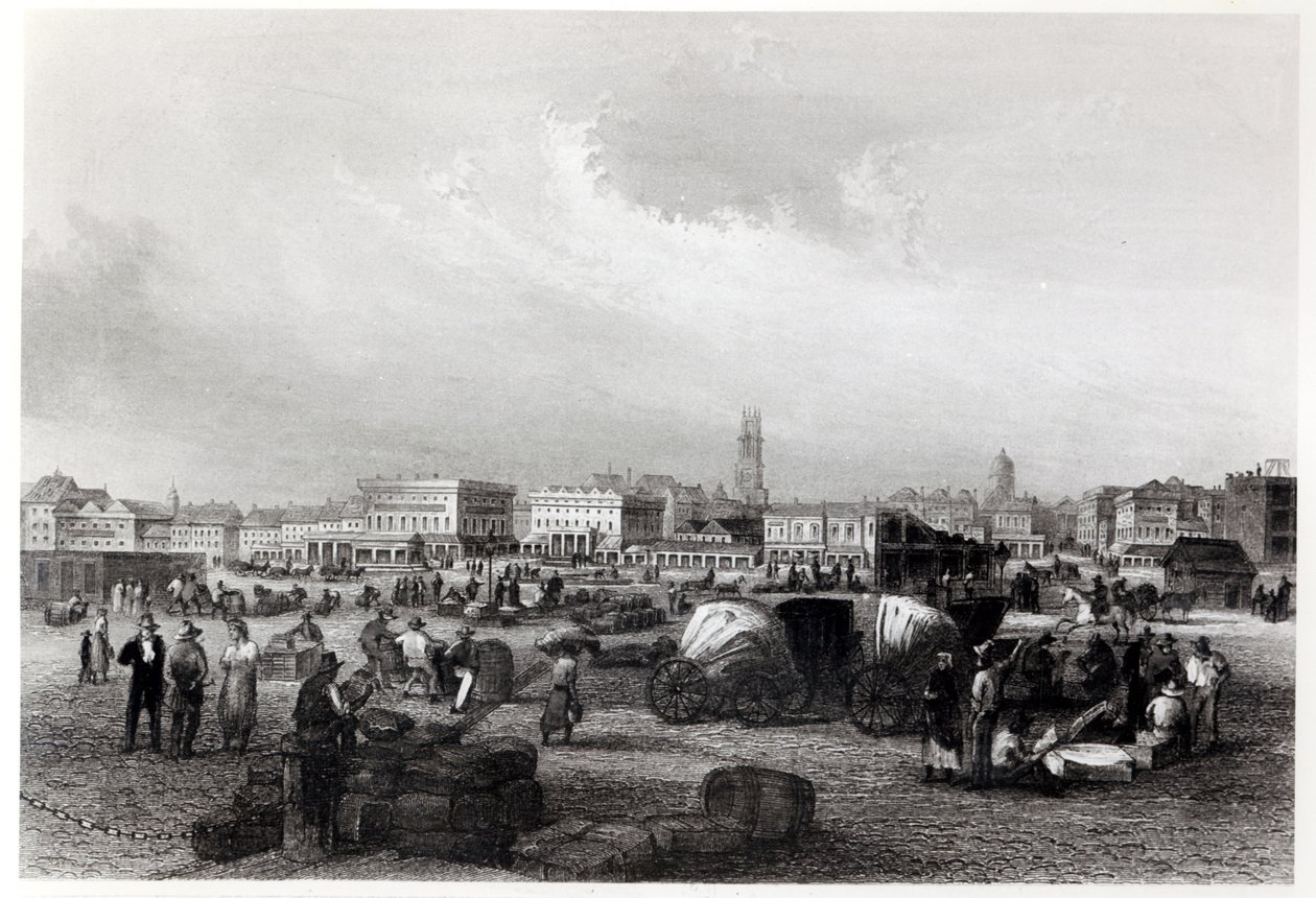Am Kai Levee i New Orleans, ca 1840 (bW-foto) av Hermann Meyer