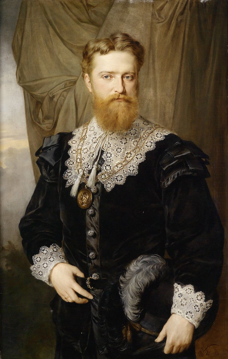 Porträtt av Karl Lueger 1844-1910 i historisk kostym, 1876 av Hermann Nigg
