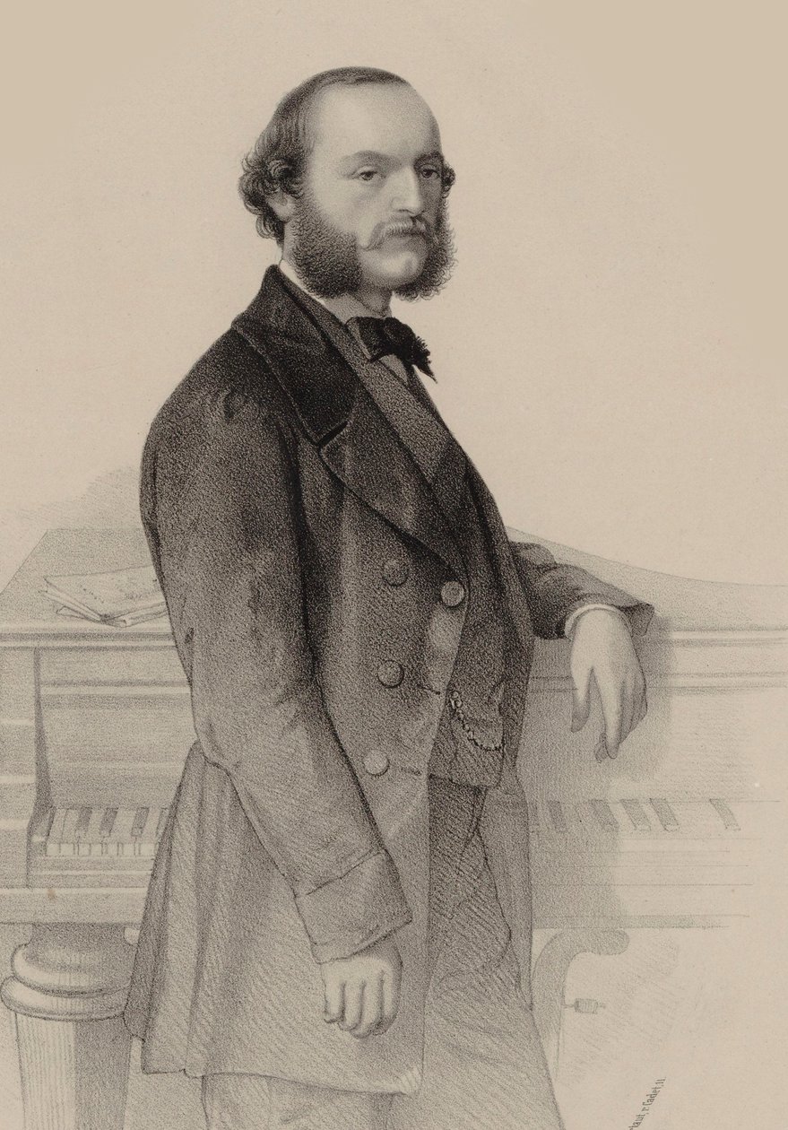 Porträtt av pianisten och kompositören Désiré Magnus 1828-1884. av Hermann Raunheim