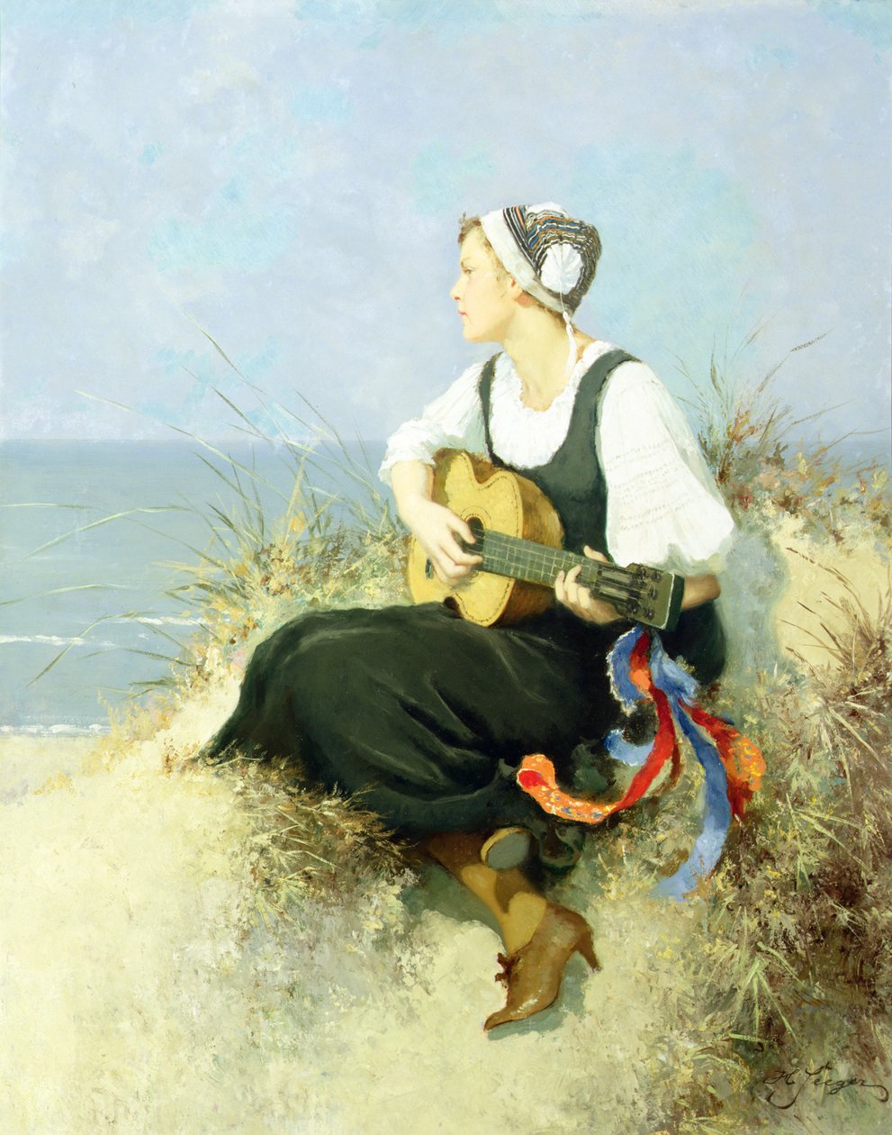 On the Beach (olja på duk) av Hermann Seeger