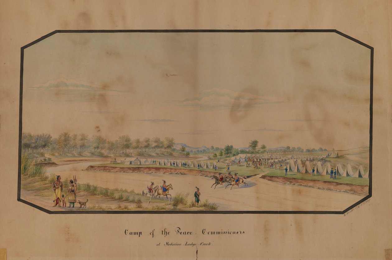 Fredskommissionärernas läger vid Medicine Lodge Creek av Hermann Stieffel