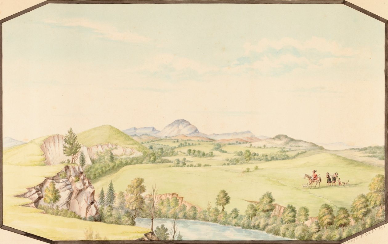 Wichitabergen från Medicine Bluff, Indian Territory, 1867. av Hermann Stieffel