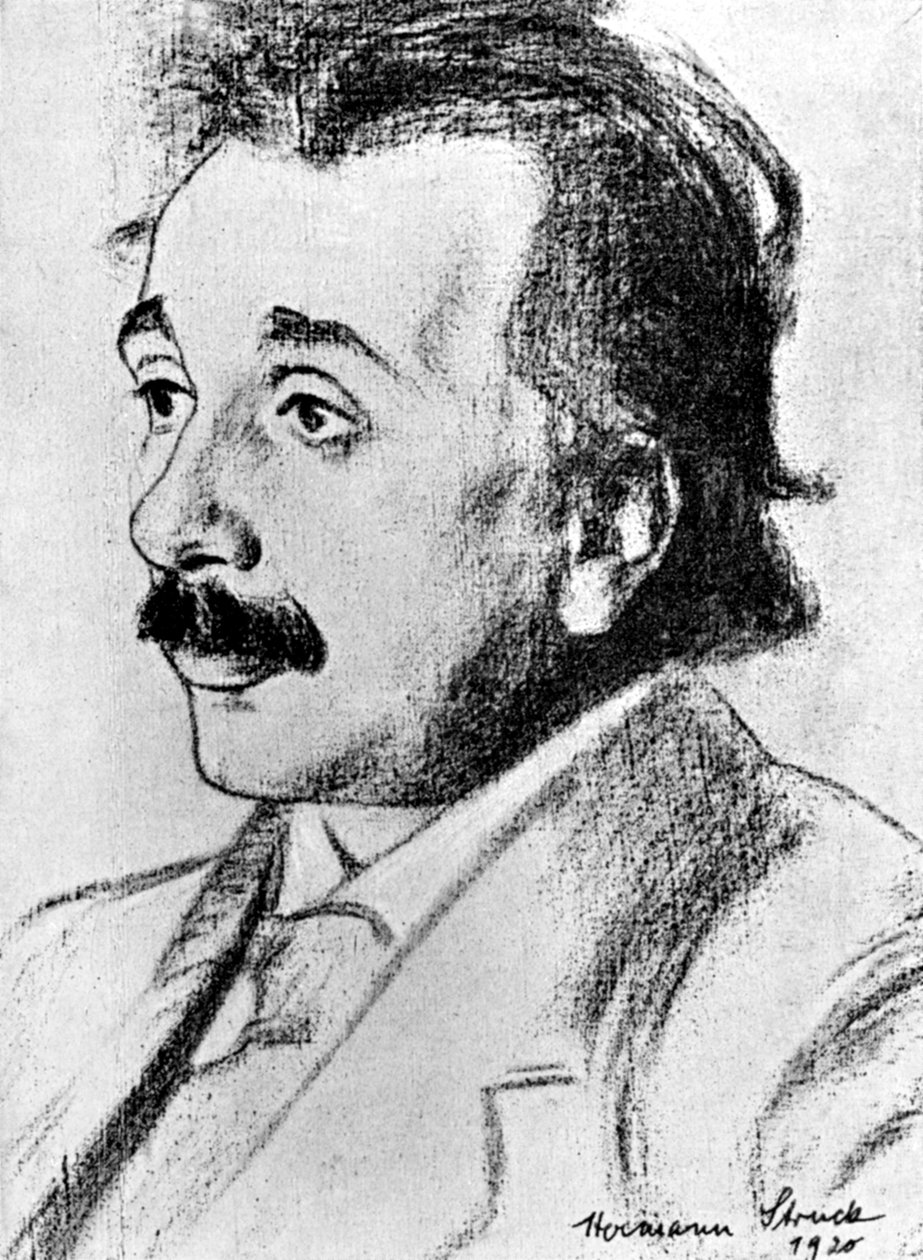 Albert Einstein 1879-1955, tysk-schweizisk matematiker och teoretisk fysiker, 1920 av Hermann Struck