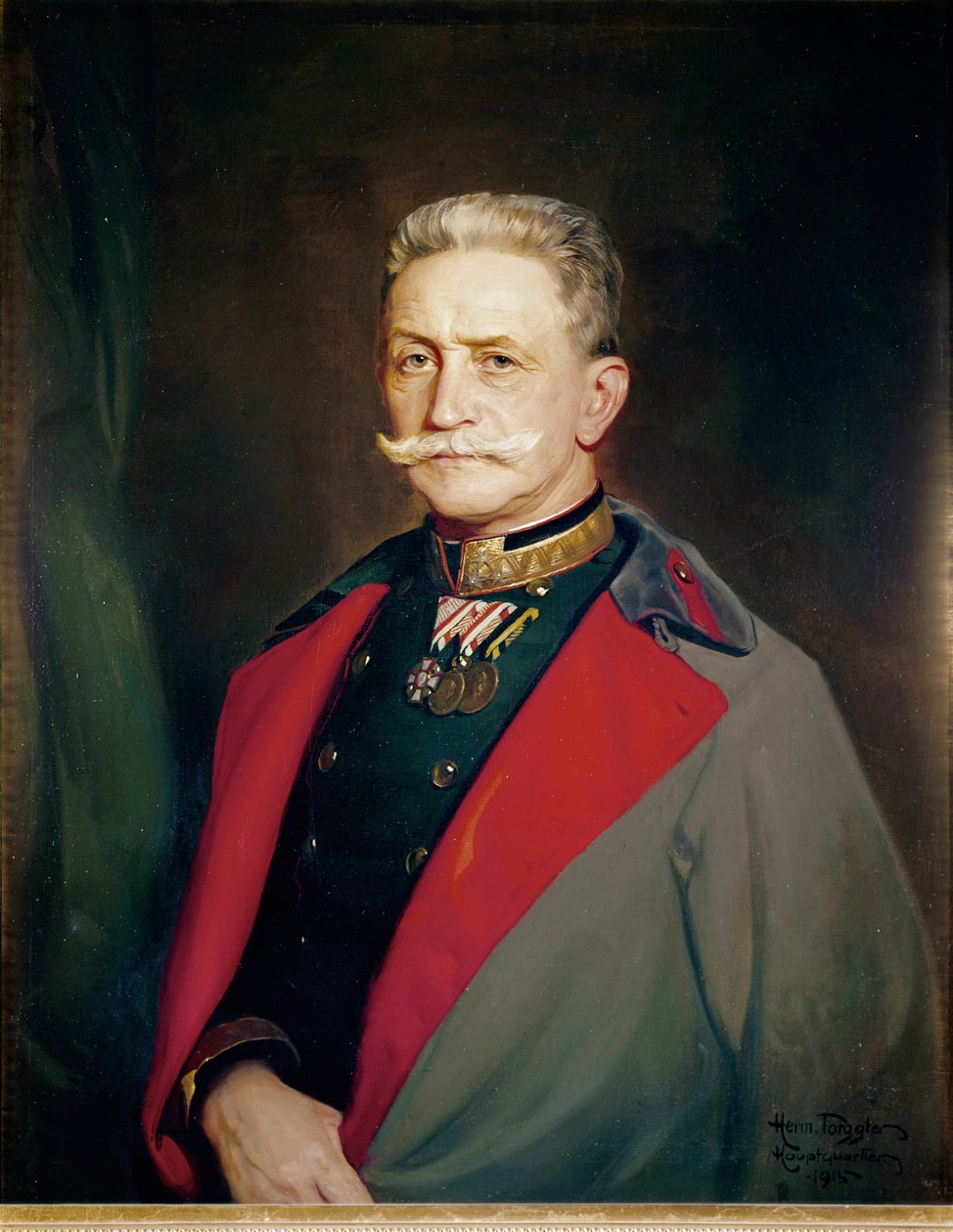 Den österrikiske fältmarskalken Franz Conrad von Hoetzendorf ... (olja på duk) av Hermann Torggler