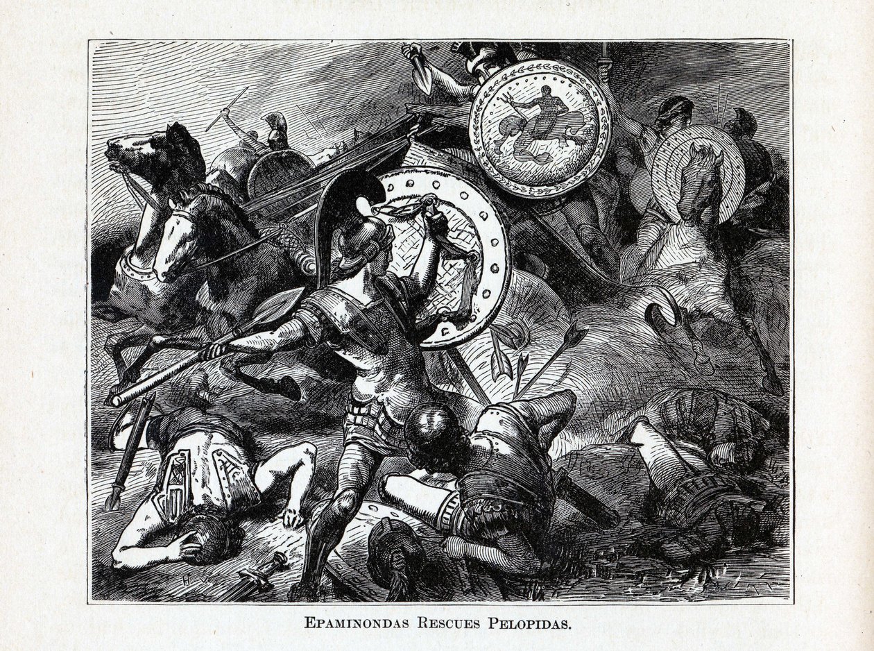 Epaminondas räddar Pelopidas, 1882 av Hermann Vogel