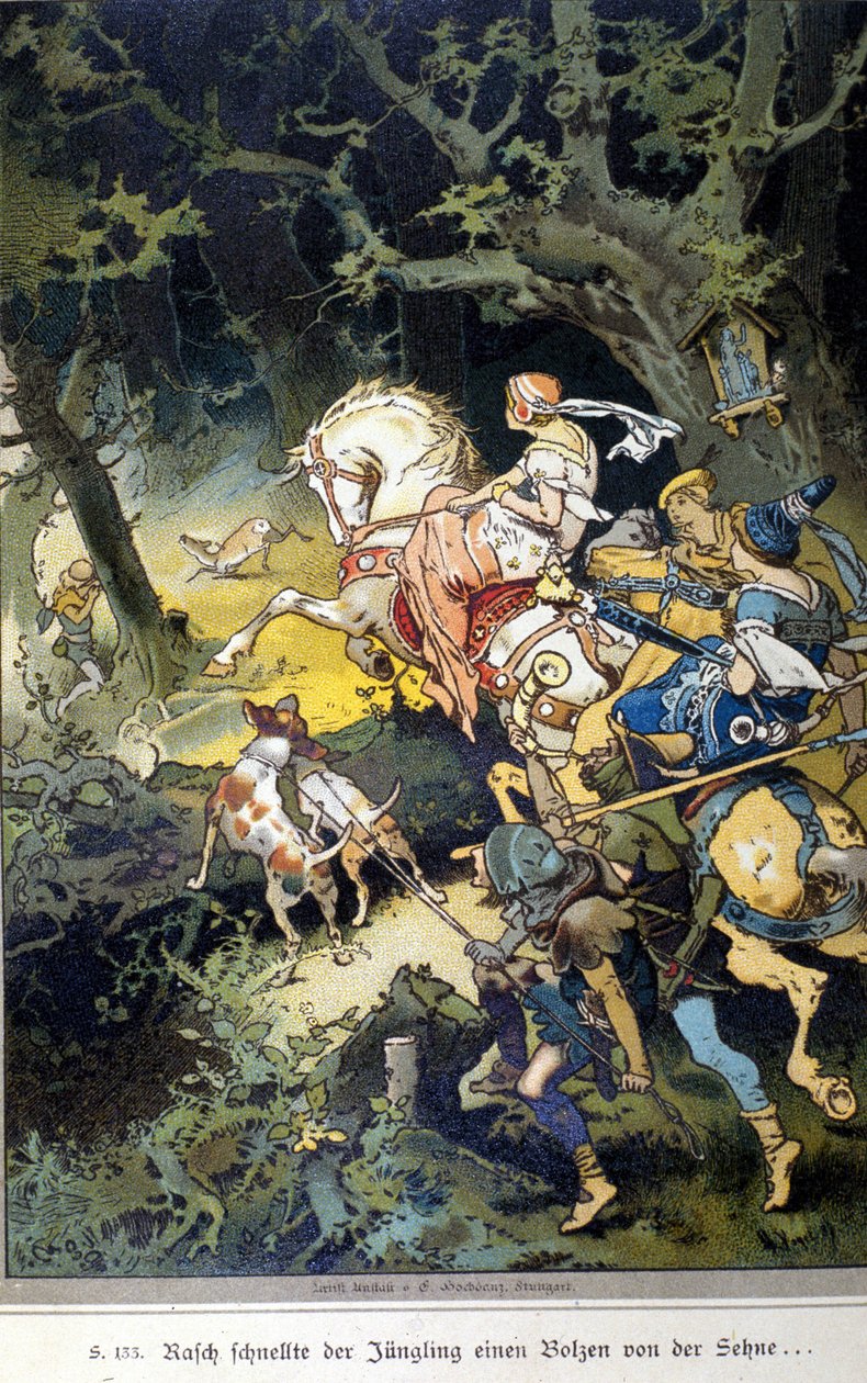 Illustration av Vogel för en saga av bröderna Jacob (1785-1863) och Wilhelm (1786-1859) Grimm av Hermann Vogel