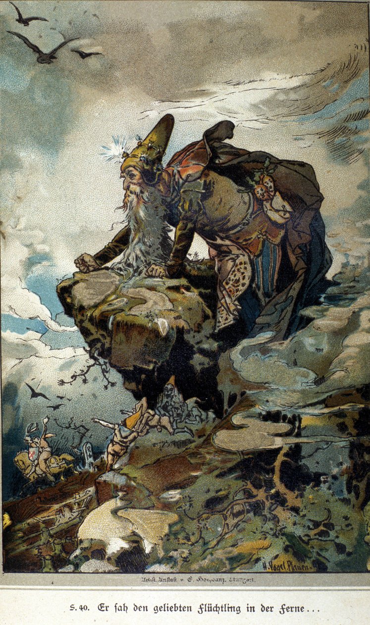 Illustration av Vogel för en berättelse av bröderna Jacob (1785-1863) och Wilhelm (1786-1859) Grimm av Hermann Vogel
