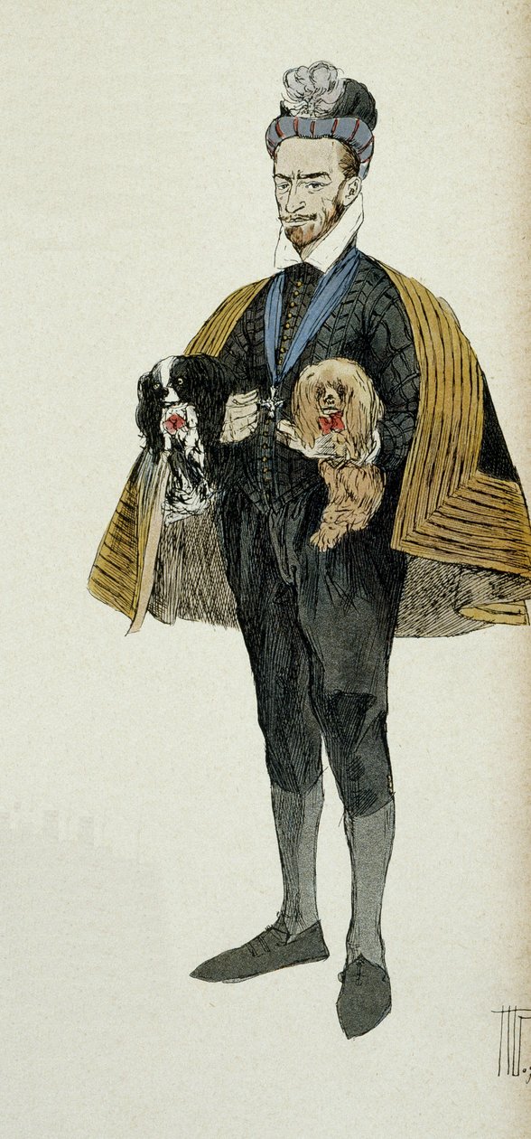 Porträtt av Henrik III (1551-1589), kung av Frankrike (1574-1589) och kung av Polen (1574). Illustration 1907, av Hermann Vogel (1856-1918). Speciell samling. av Hermann Vogel