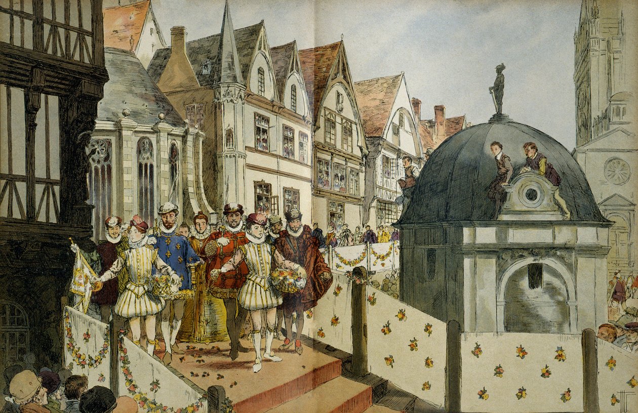 Kunglig kortege på gatorna i Paris med anledning av bröllopet, den 18 augusti av Hermann Vogel