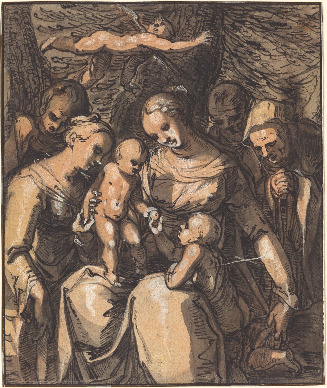 Den heliga familjen med heliga [recto] av Hermann Weyer