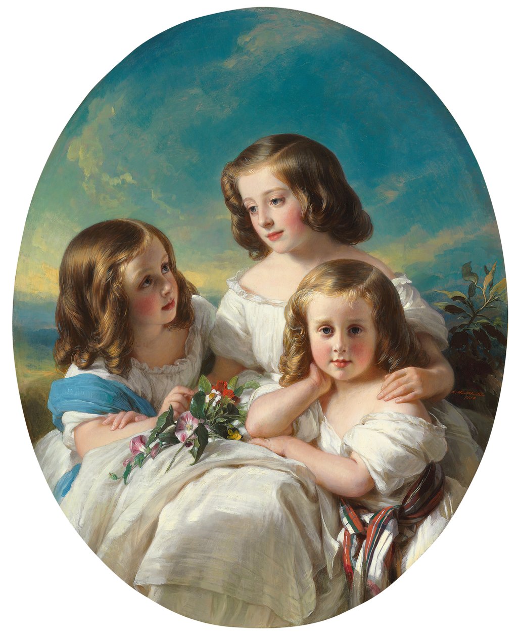 Tre unga flickor från familjen Chateaubourg, 1850 av Hermann Winterhalter