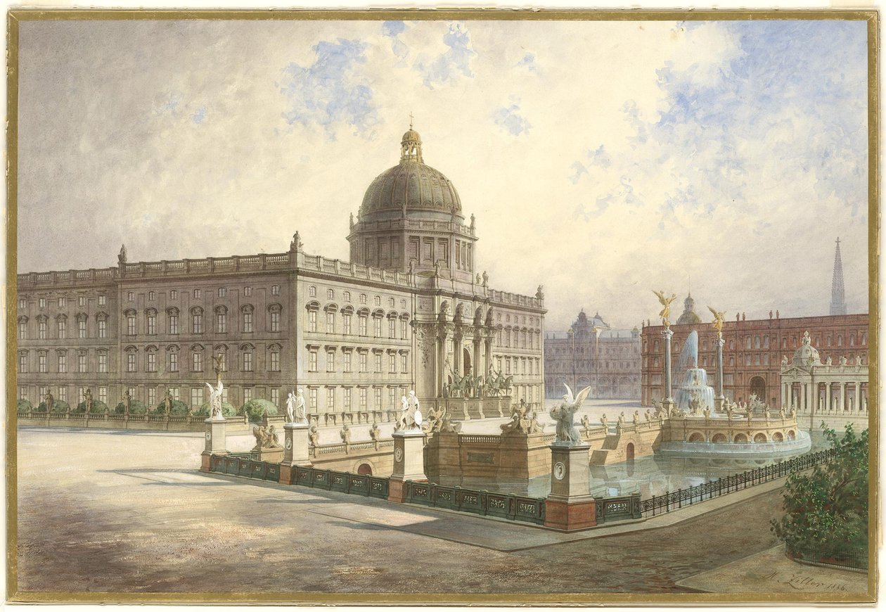 Berliner Stadtschloss. Utsikt över palatsfasaden från palatsbron, 1886 av Hermann Ziller