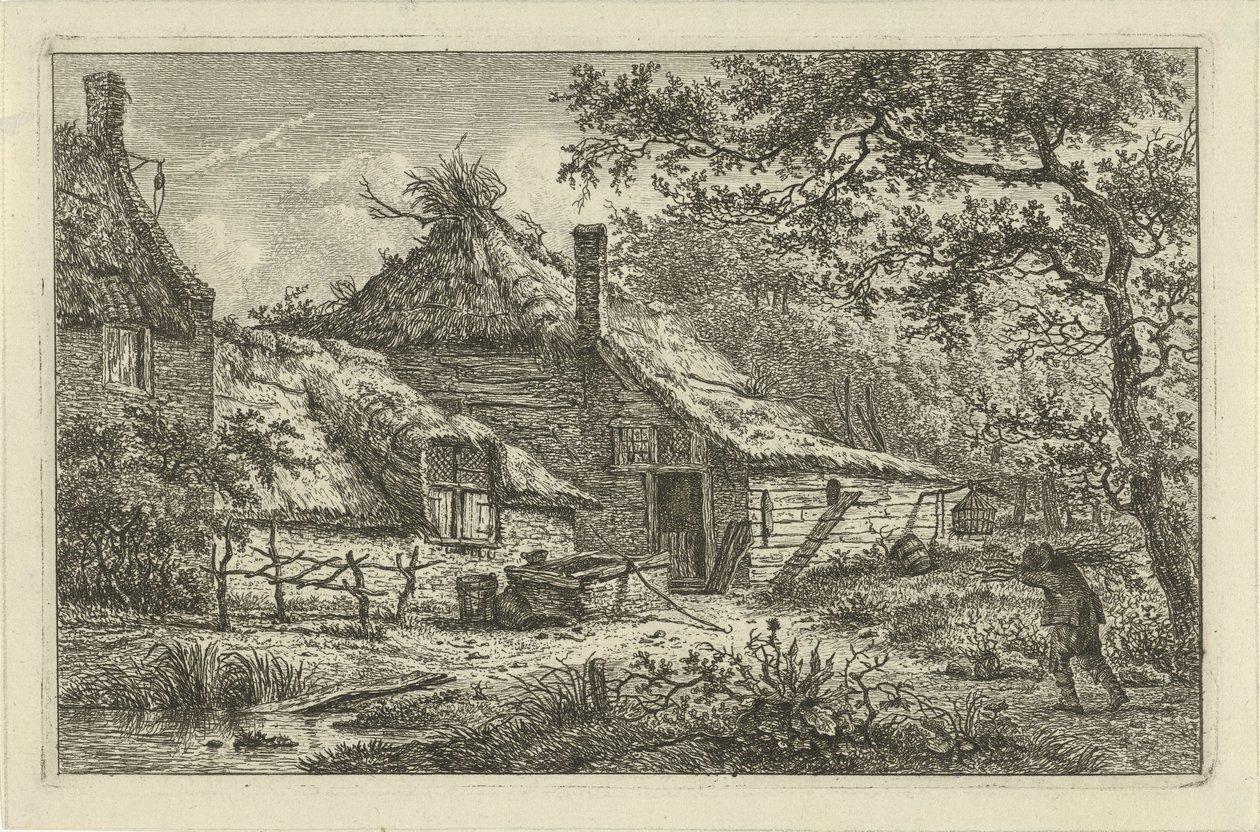 Gård med man med ved av Hermanus Fock