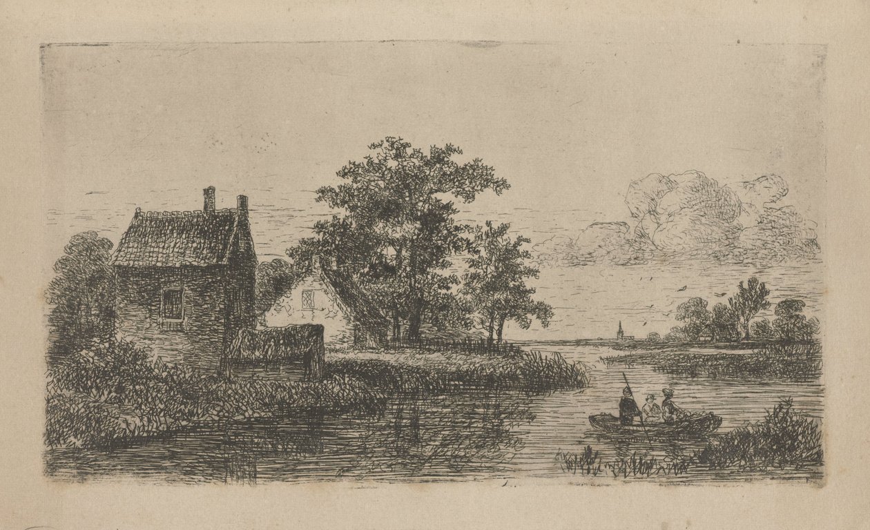 Tre män i en båt av Hermanus Jan Hendrik van Rijkelijkhuysen