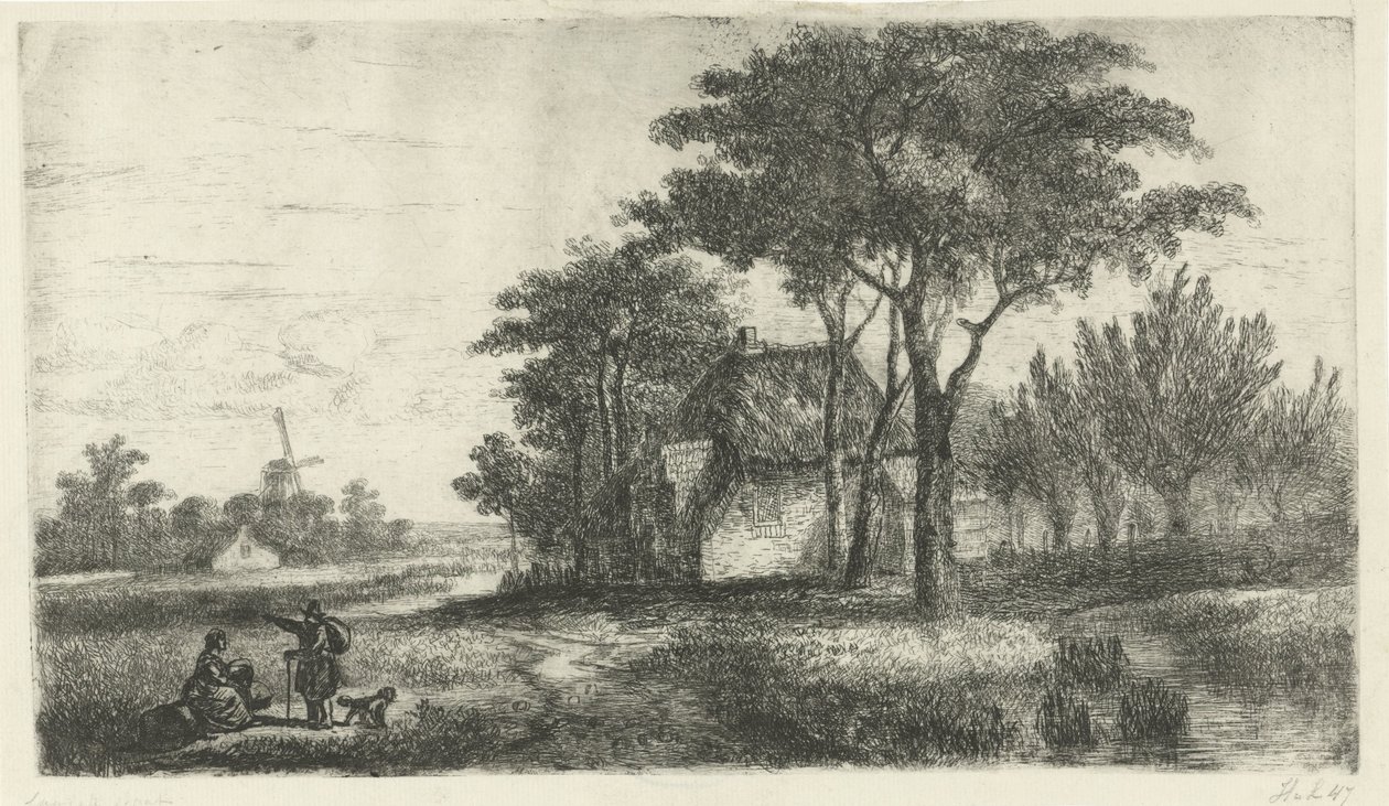 Landskap med en vandrare av Hermanus Jan Hendrik van Rijkelijkhuysen