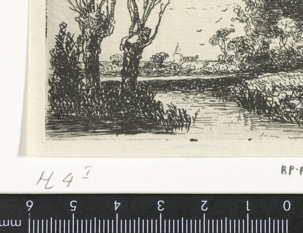Landskap med två pillar av Hermanus Jan Hendrik van Rijkelijkhuysen