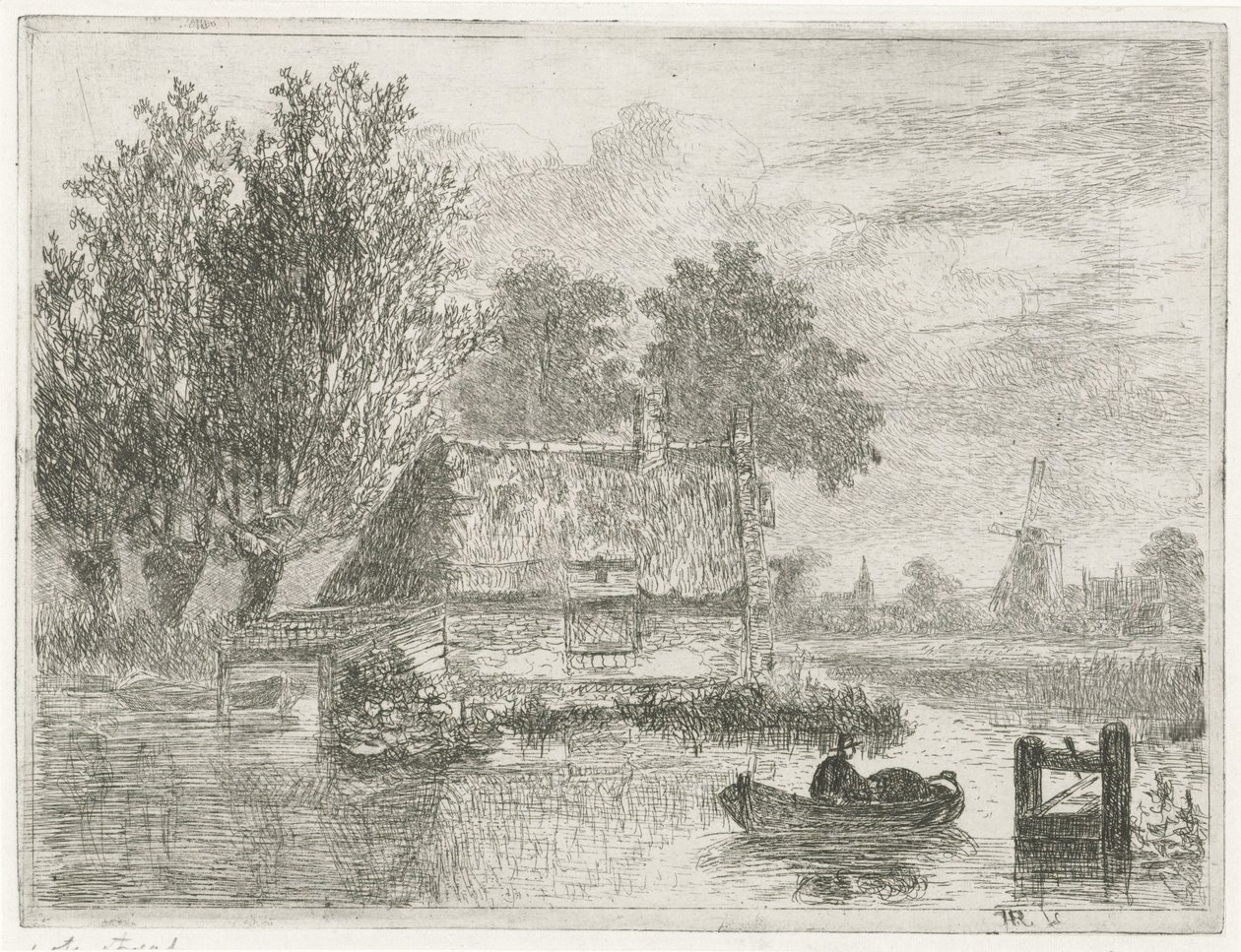 Man med en tunna i en båt av Hermanus Jan Hendrik van Rijkelijkhuysen