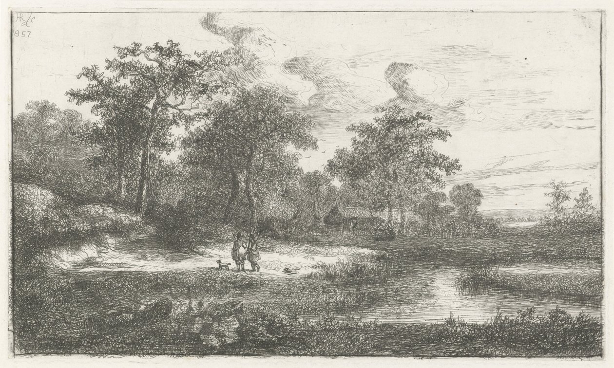 Två jägare på en ven av Hermanus Jan Hendrik van Rijkelijkhuysen