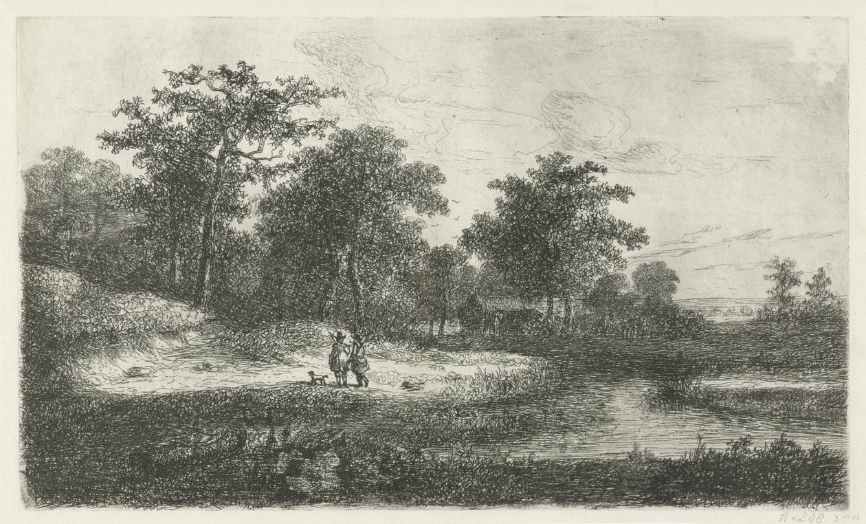Två jägare på en ven av Hermanus Jan Hendrik van Rijkelijkhuysen