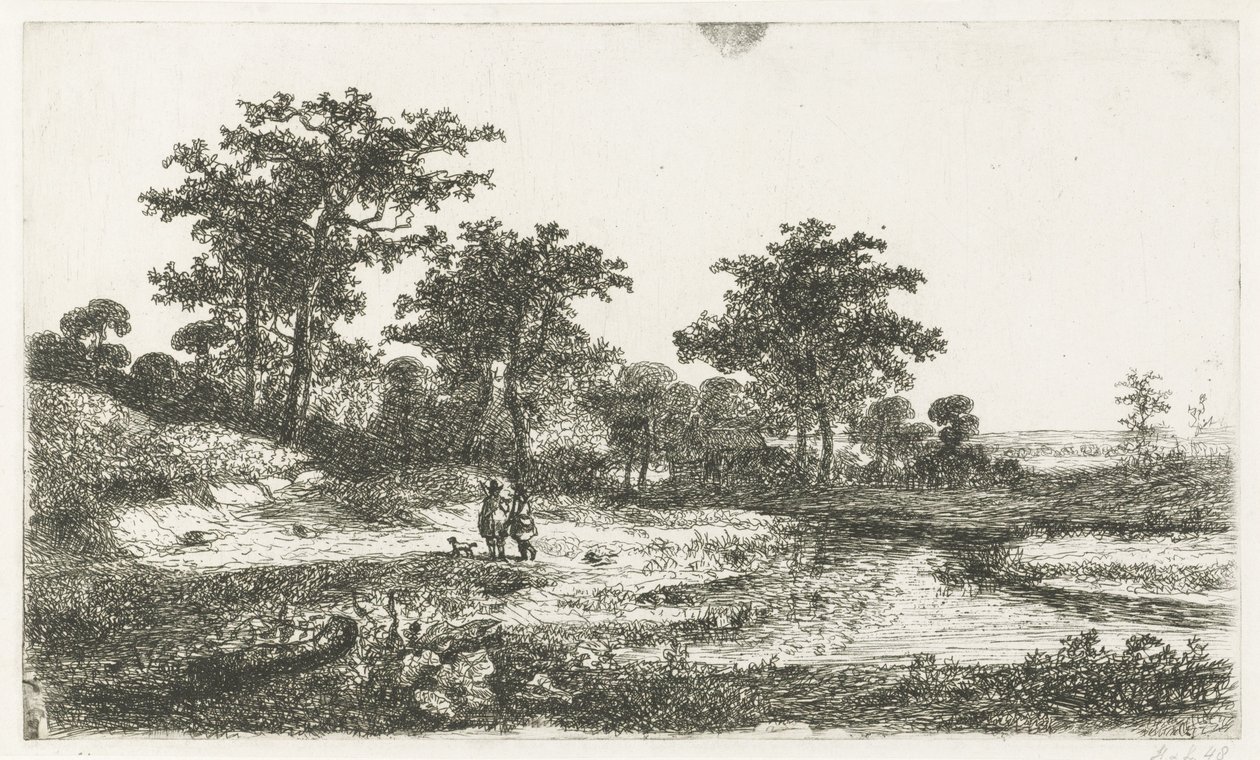 Två jägare på en ven av Hermanus Jan Hendrik van Rijkelijkhuysen