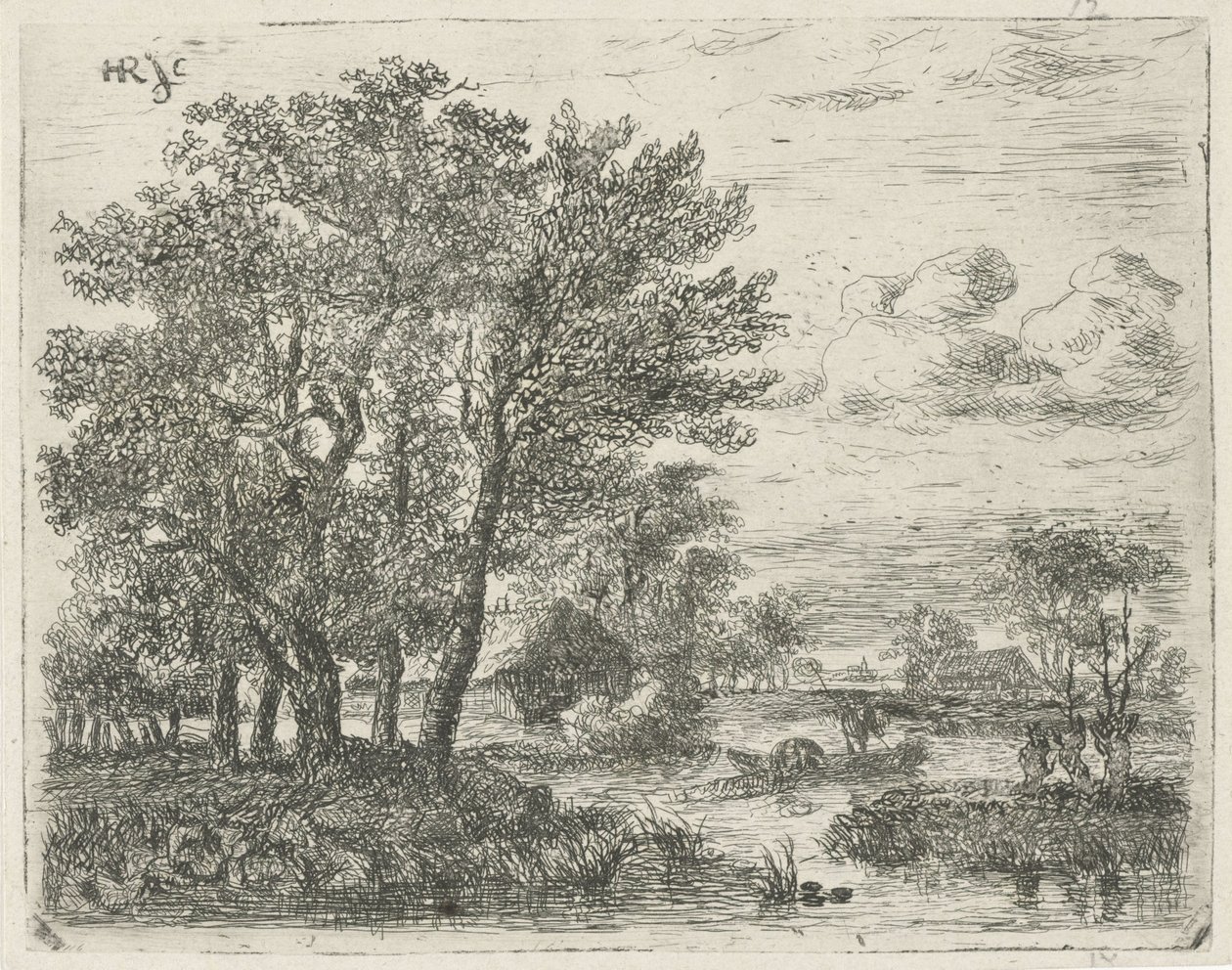 Fiskare i en båt av Hermanus Jan Hendrik van Rijkelijkhuysen