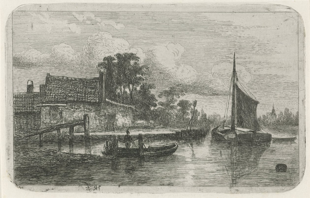 Segelfartyg på vattnet av Hermanus Jan Hendrik van Rijkelijkhuysen