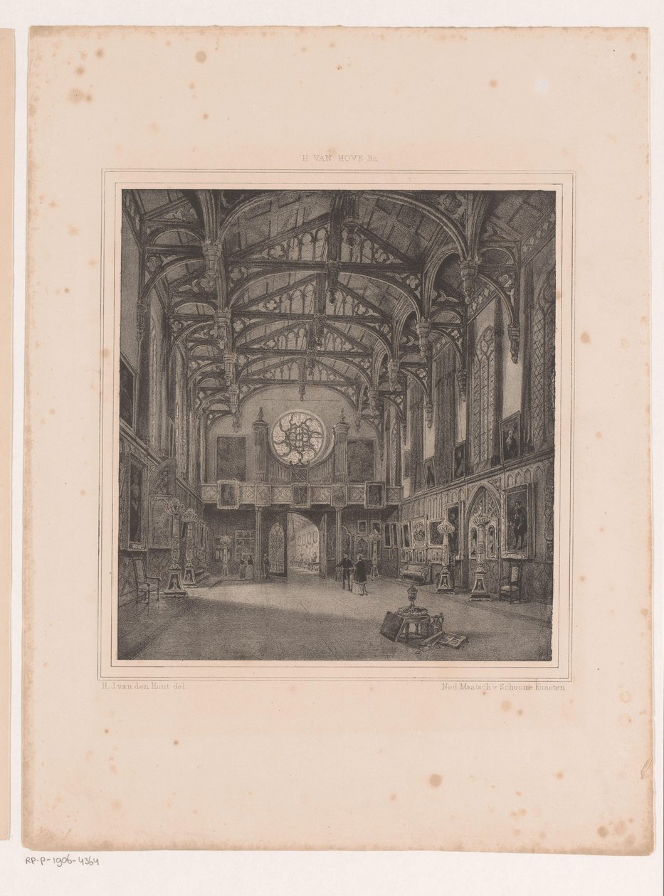 Inre gotisk hall i Kneuterdijk Palace av Hermanus Johannes van den Hout