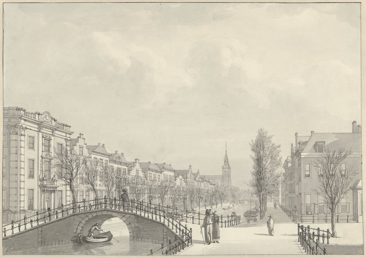 Utsikt över Rapenburg i Leiden från Nieuwsteegbrug, 1807 av Hermanus Numan (signed by artist)