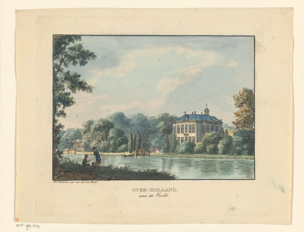 Over-Holland herrgård på Vecht Over-Holland aan de Vecht (titel på objekt) av Hermanus Numan