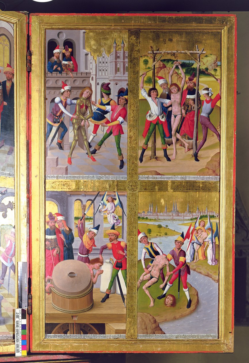 Scener från St. Victors liv från den inre delen av den högra yttre flygeln av det tidigare huvudaltaret i St. Nicholass Church, 1481 (tempera på panel) av Hermen Rode