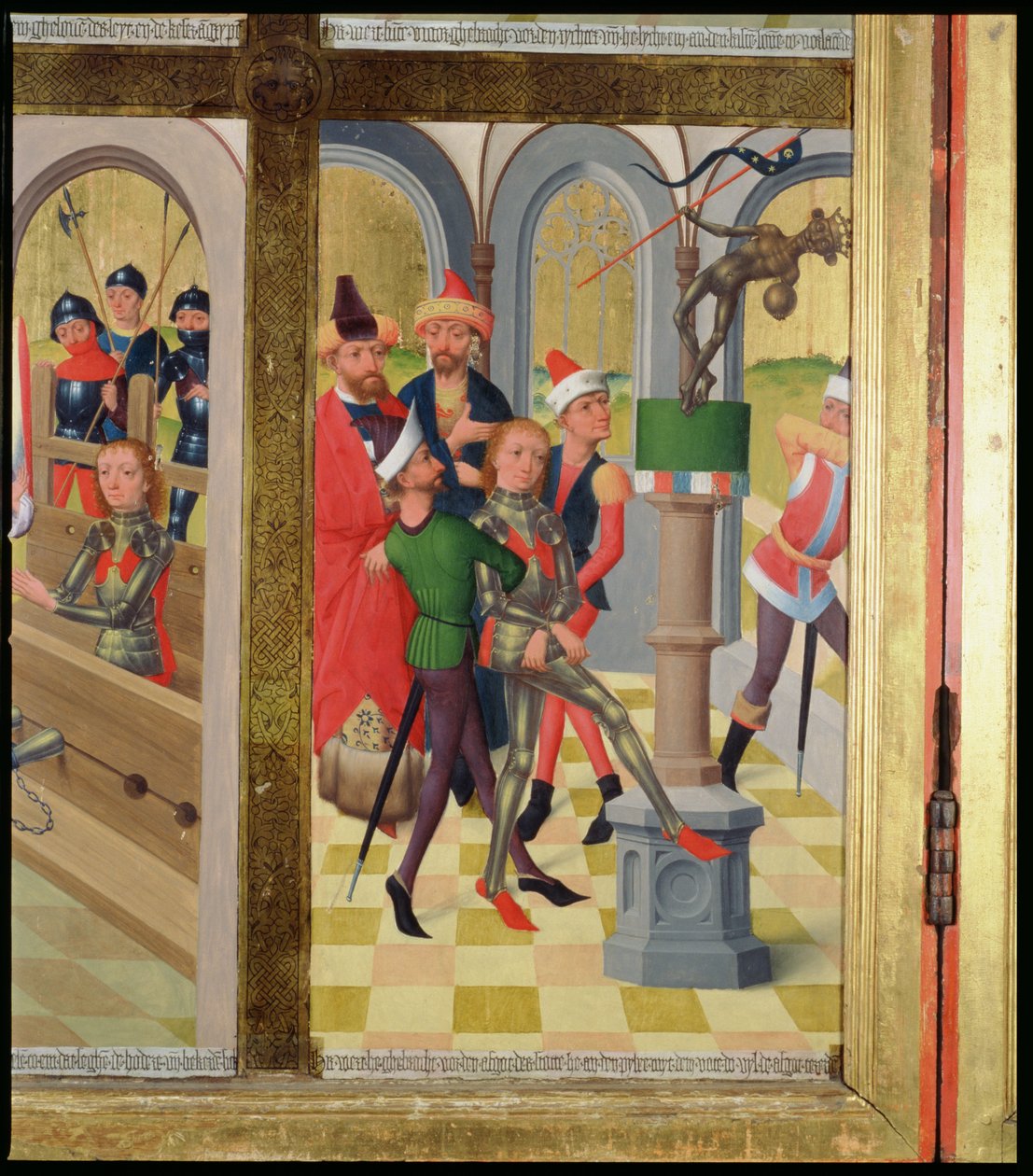 St. Victor av Marseille slår ner den hedniska idolen, från Högaltaret i St. Nicholas Church, 1481 (detalj) (se 197689-92) av Hermen Rode