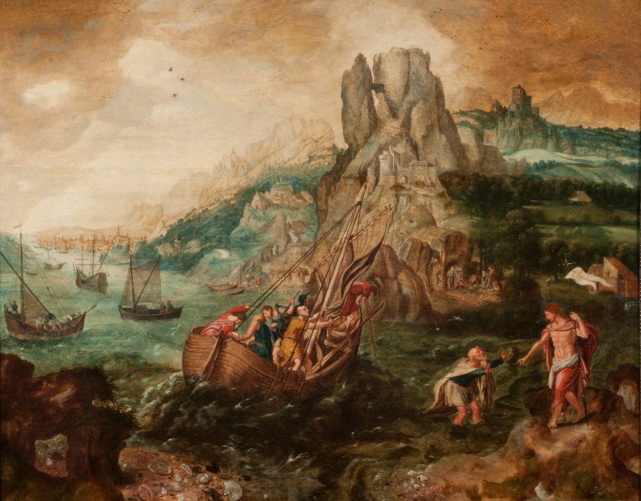Kristi sista uppenbarelse för sina lärjungar (olja på duk) av Herri met de (c.1510 p.1550) Bles