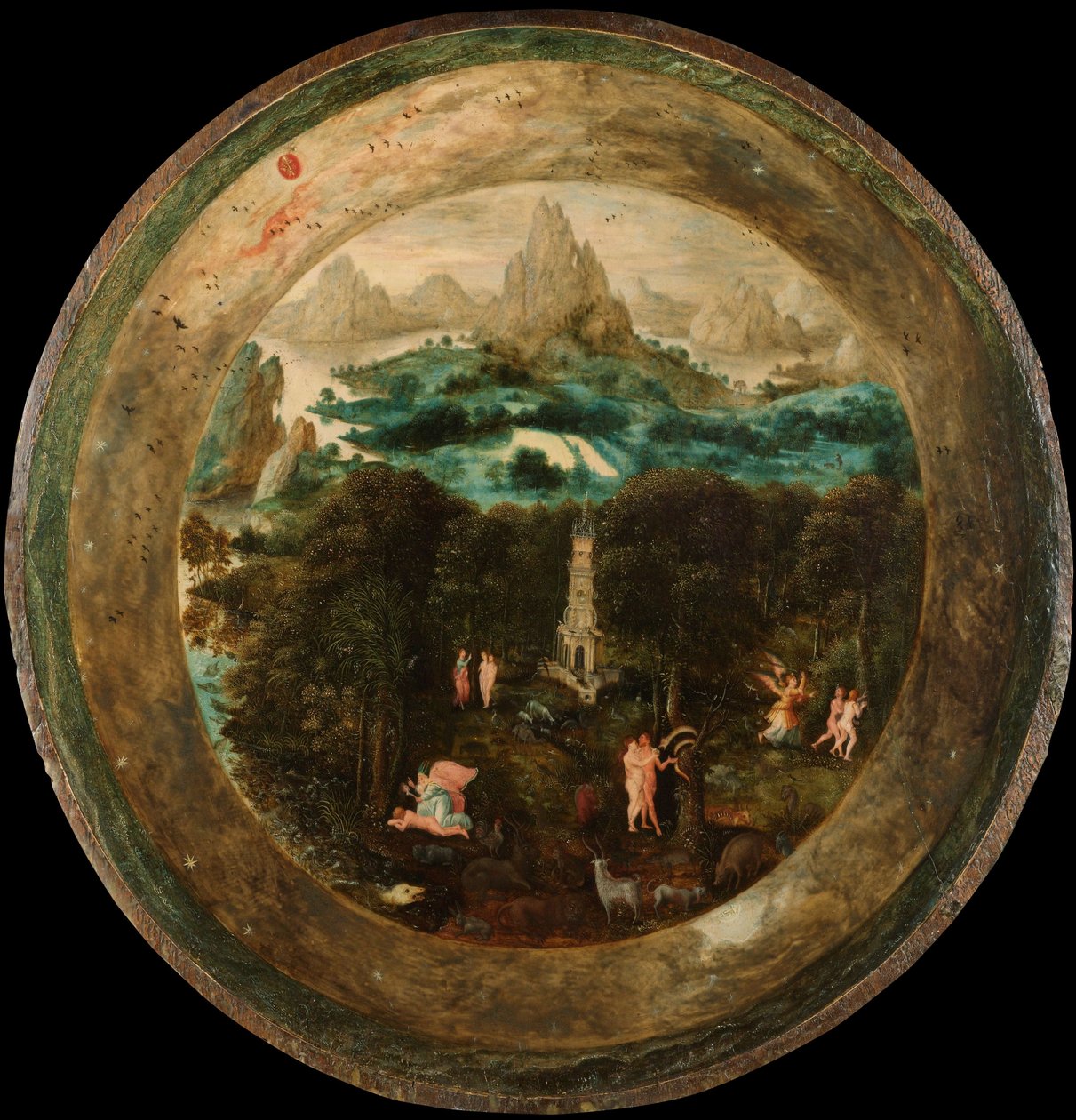 Paradise, ca 1541-50 (olja på panel) av Herri met de (c.1510 p.1550) Bles