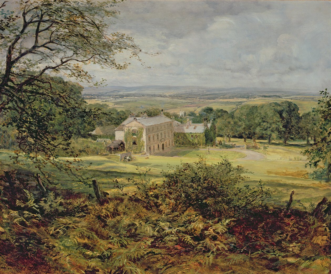 Engelskt landskap med hus, 1800-tal av Heywood Hardy