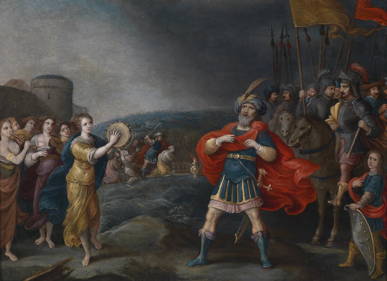 Der siegreiche Feldherr Jephta begegnet seiner Tochter av Hieronymous Francken III