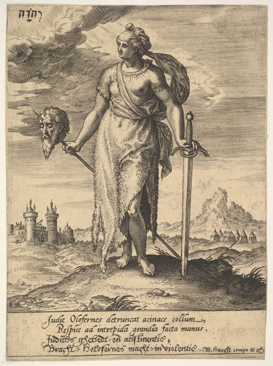 Judith, från Willem van Haecht, Tyrannorum proemia, 1578, 1578. av Hieronymous Wierix