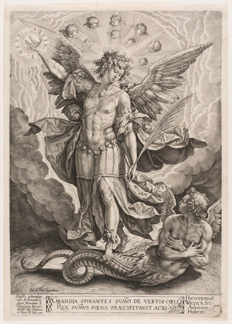 Sankt Mikael segrar över draken av Hieronymous Wierix