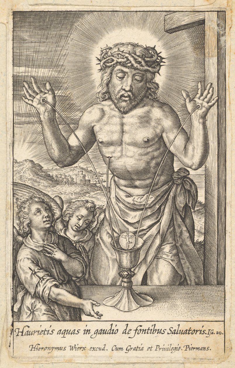 Frälsarens blod vördat av två änglar, före 1619. av Hieronymous Wierix