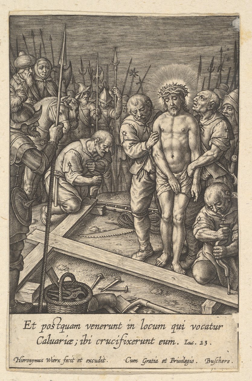 Korsets förberedelse, före 1619. av Hieronymous Wierix