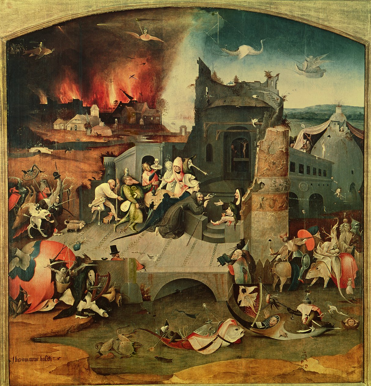 Centralpanelen i Triptyken av Sankt Antonius frestelse (se 159327) av Hieronymus Bosch