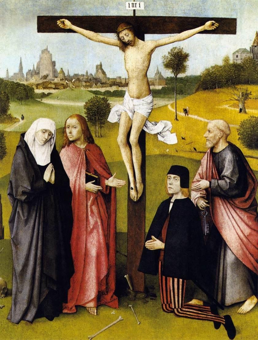 Crucifixion with a Donor av Hieronymus Bosch