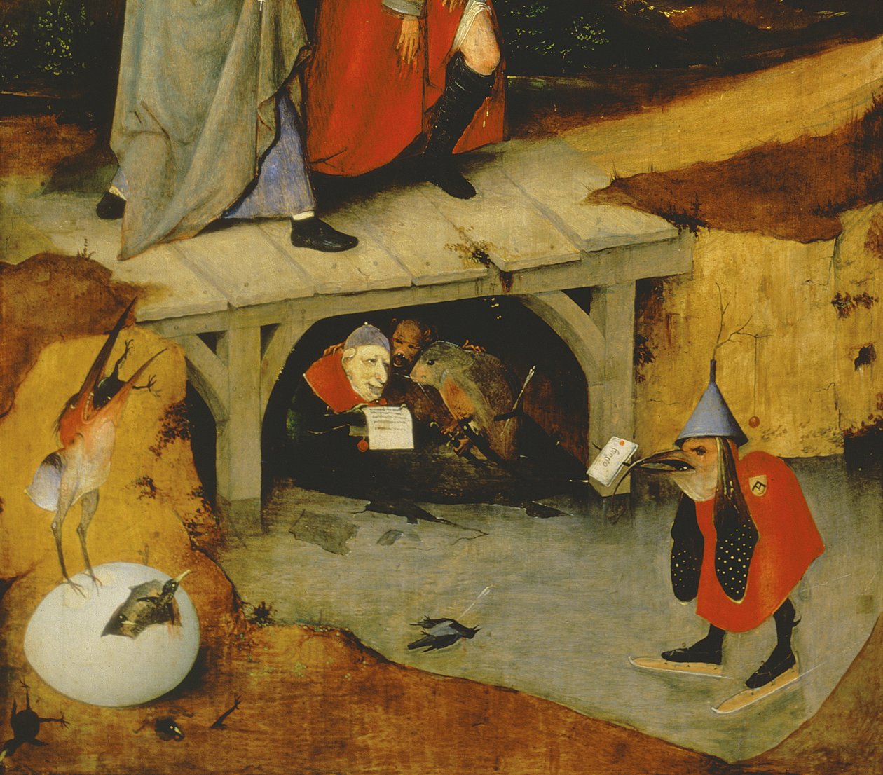 Detalj från den centrala panelen av Temptation of St. Anthony (detalj av 44162) av Hieronymus Bosch