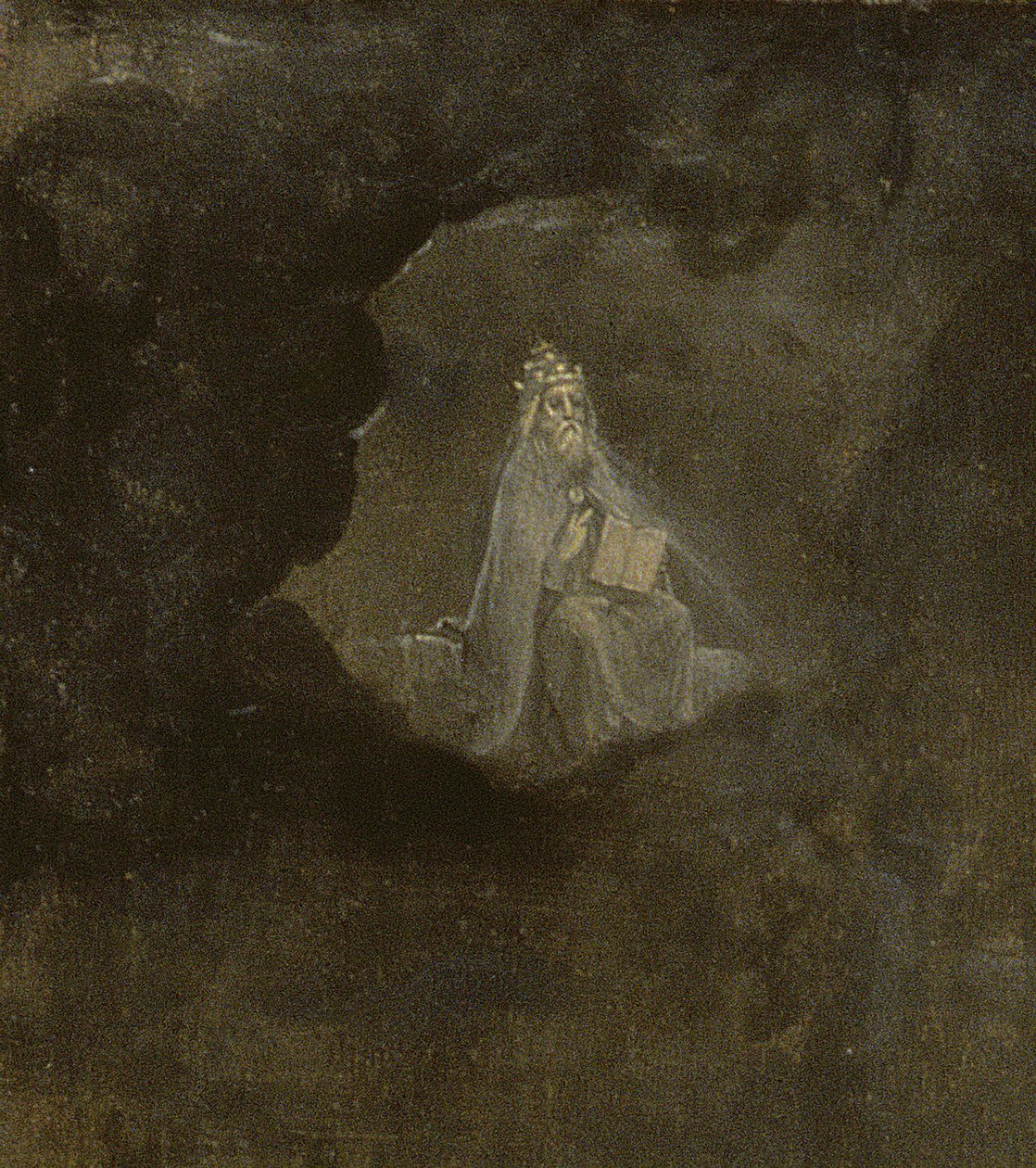 Gud som skapar världen från "De jordiska lustarnas trädgård", 1490-1500 av Hieronymus Bosch