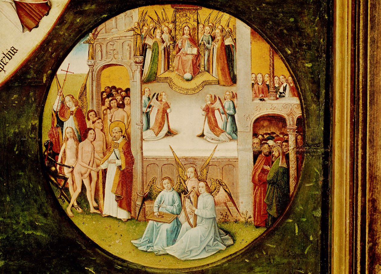 Paradiset, detalj från tabellen över de sju dödssynderna och de fyra sista sakerna, ca 1480 av Hieronymus Bosch