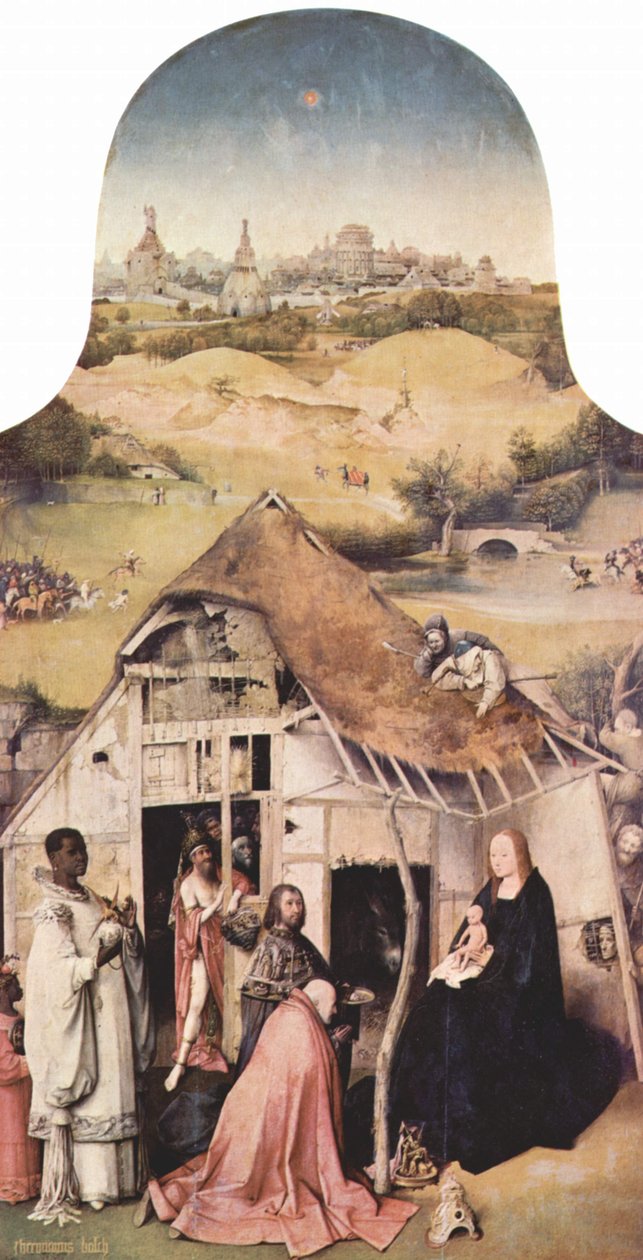 Tillbedjan av magierna av Hieronymus Bosch