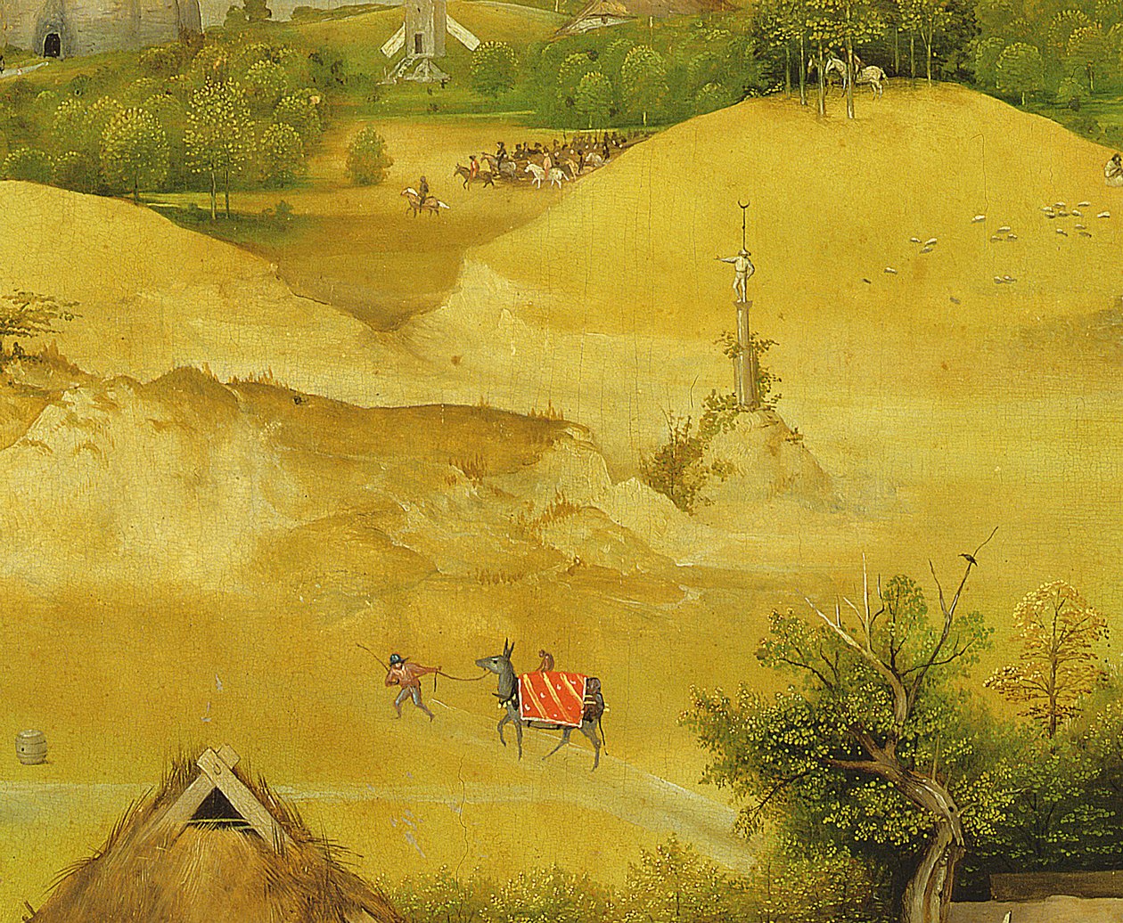 The Adoration of the Magi, detalj av bakgrundsfigurer, 1510 olja på paneldetalj av 3427 av Hieronymus Bosch