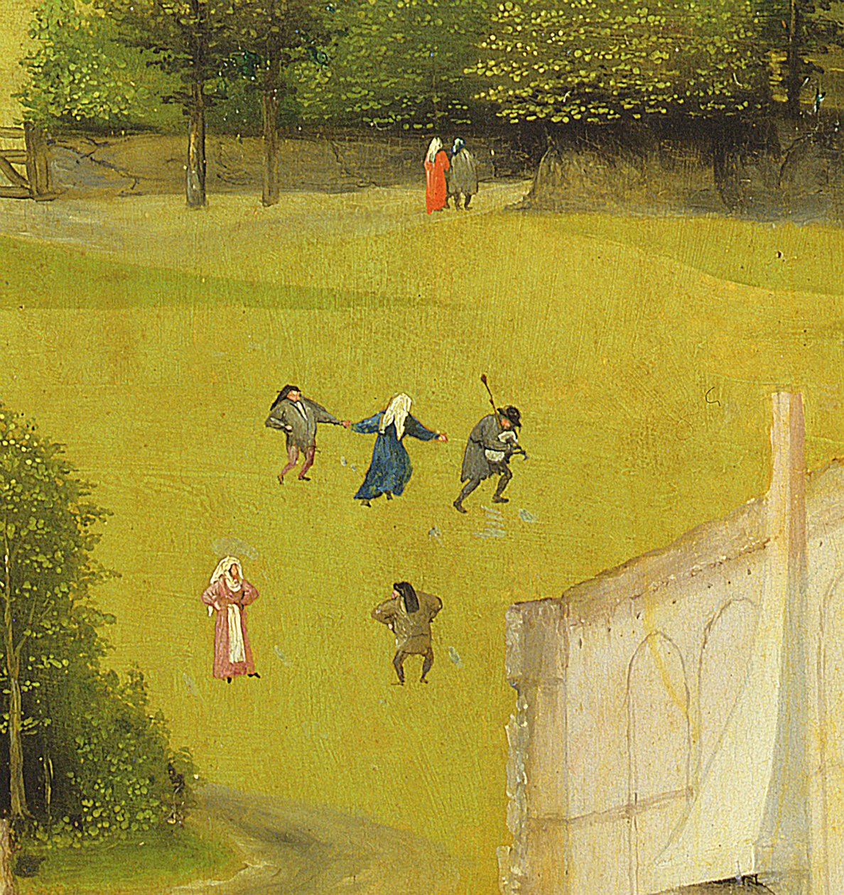 The Adoration of the Magi, detalj av bakgrundsfigurer, 1510 olja på paneldetalj av 3427 av Hieronymus Bosch