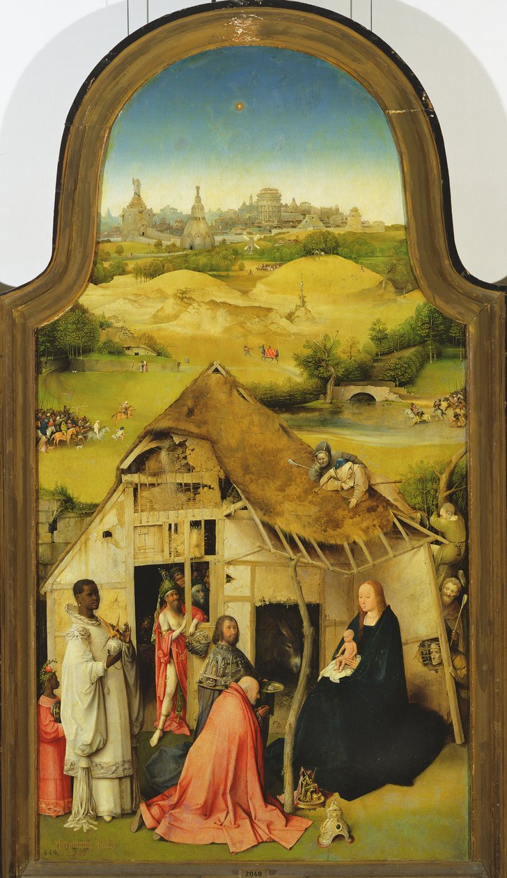 The Adoration of the Magi, detalj av centralpanelen, 1510 olja på paneldetalj av 3427 av Hieronymus Bosch